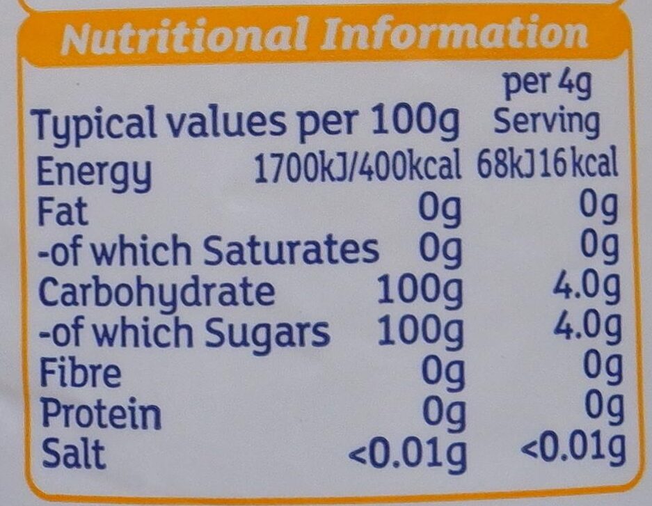 Jam Sugar - Nutrition facts