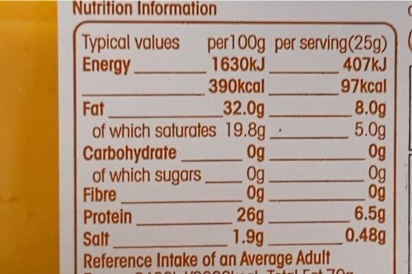Mild red cheddar slices - Nutrition facts