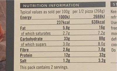 Stonebaked sourdough pizza - Nutrition facts