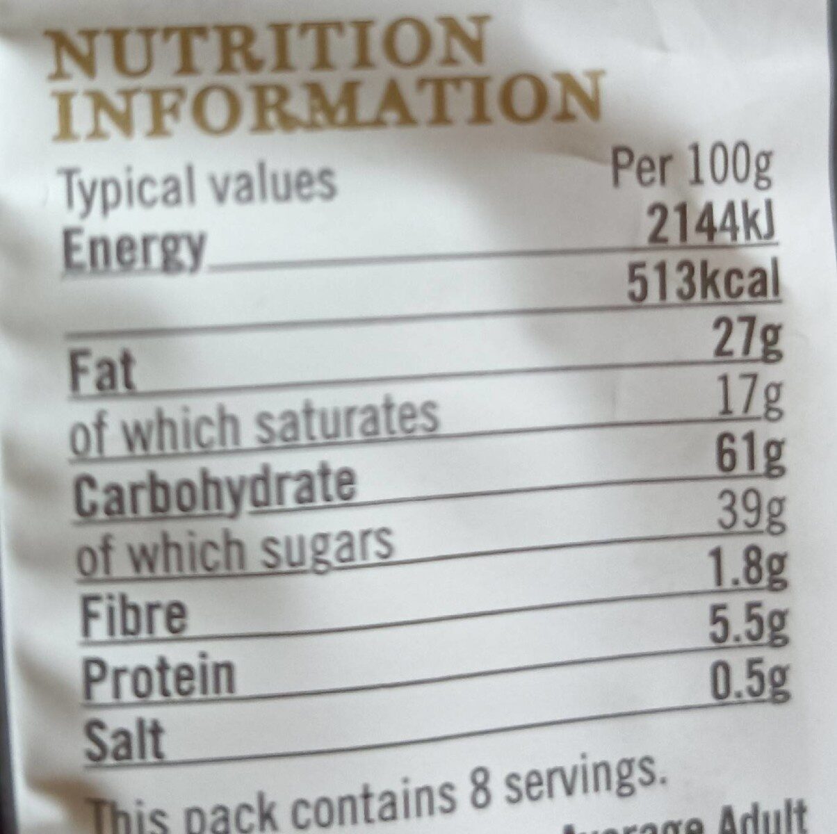 All butter belgian chocolate chunk cookies - Nutrition facts