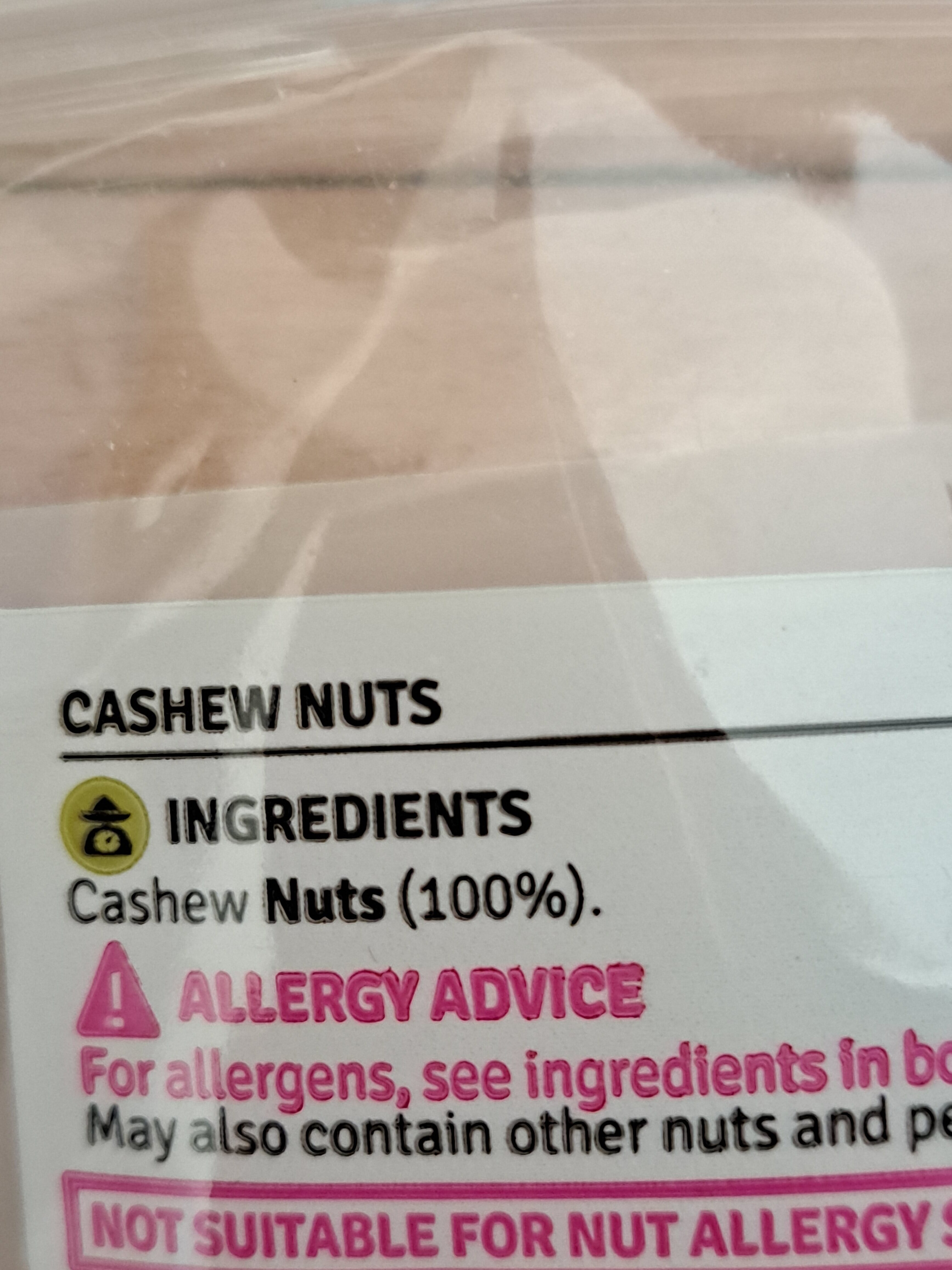 Dunnes Wholefoods Cashews - Ingredients