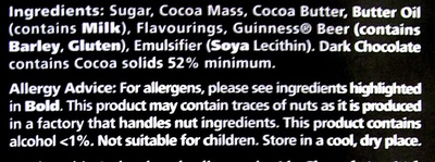 Dark Chocolate Solid Bar - Ingredients