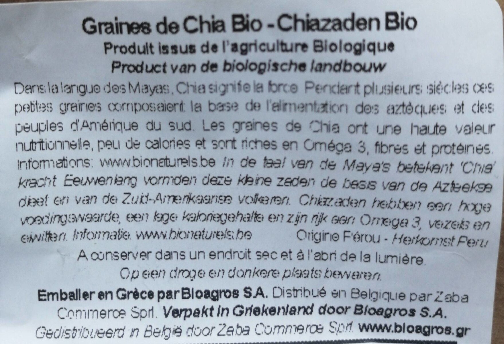 Graines de chia bio - Ingredients - fr