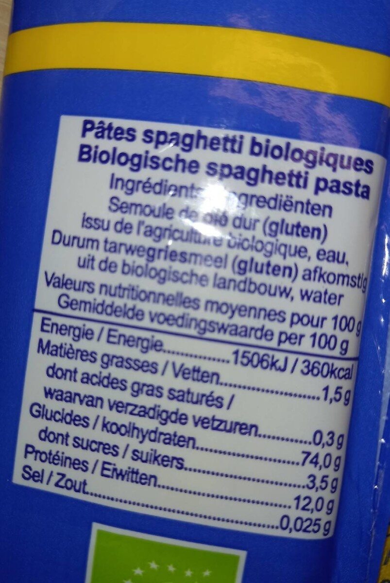 Spaghetti - Nutrition facts - fr