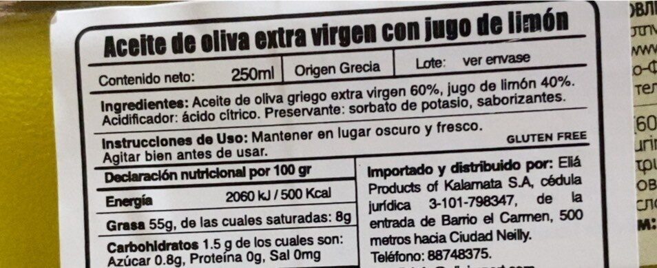Extra Virgin Oñive Oil - Nutrition facts - fr