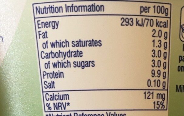 2% fat yogurt - Nutrition facts