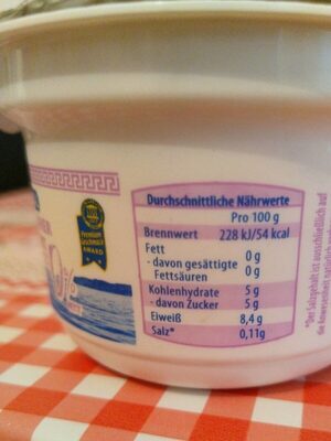 griechischer Joghurt - Nährwertangaben - en