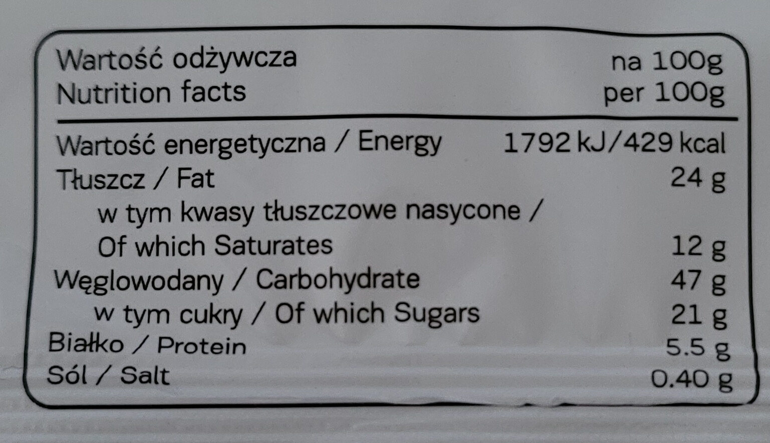 7 Days Double Super Max Strawberry - Nutrition facts