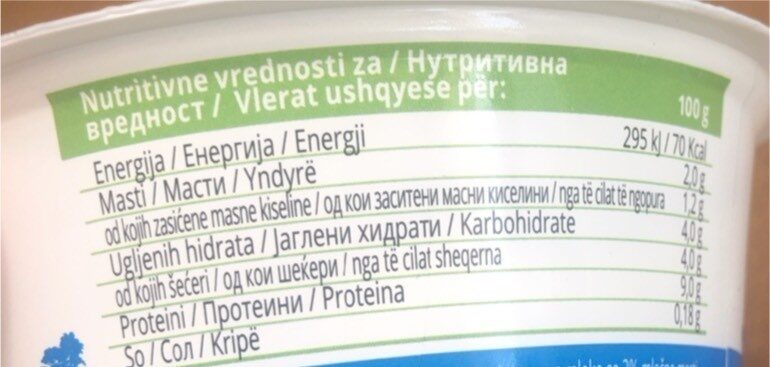 Greek recipe yogurt - Hranljiva vrednost - fr