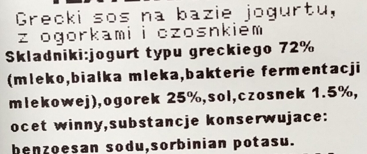 Tzatziki - Ingredients - pl