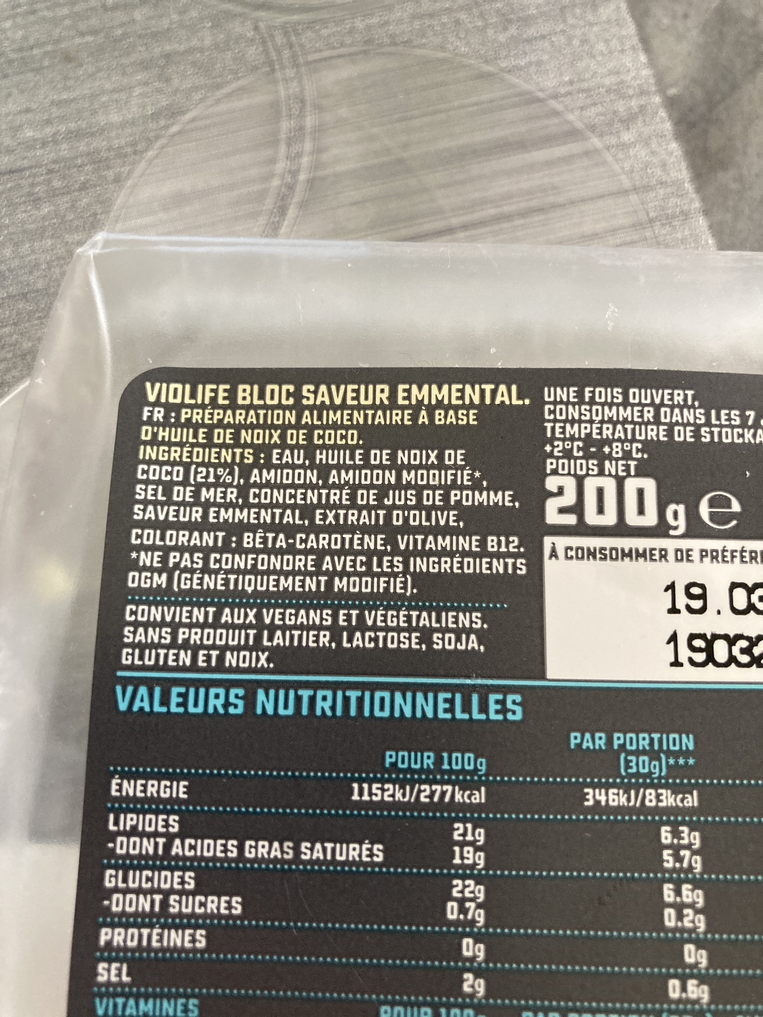 Bloc saveur Emmental - Ingredients - fr
