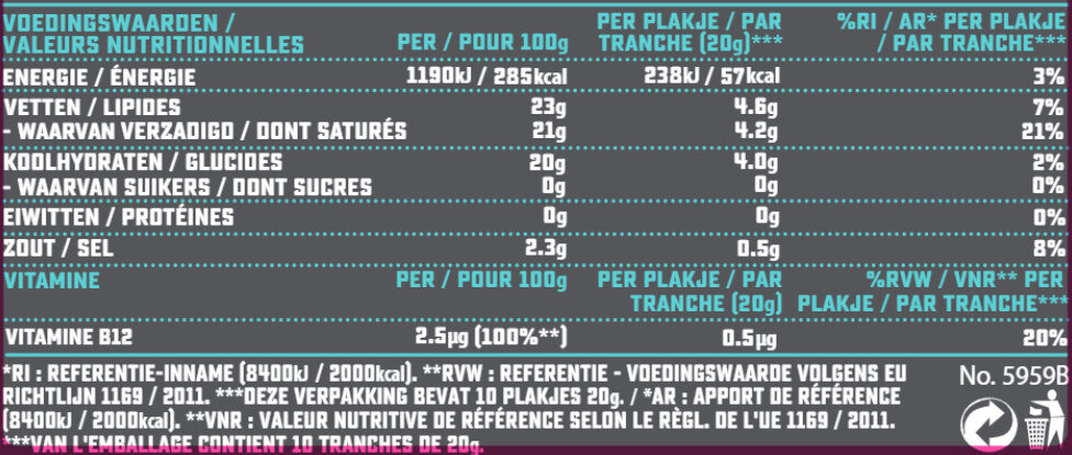 Gouda flavor slices - Informació nutricional - fr