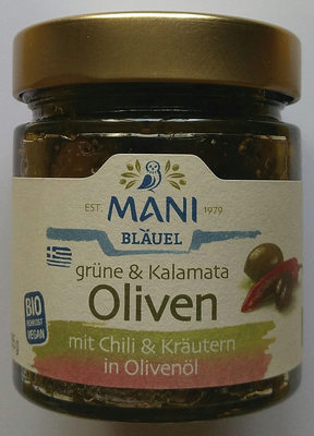 Grüne & Kalamata-Oliven mit Chili & Kräutern - Produkt