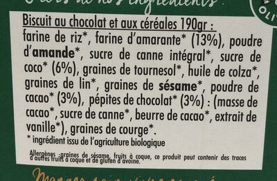 Mon Petit Dej Nutrition Bio Chocolat - Ingredients - fr