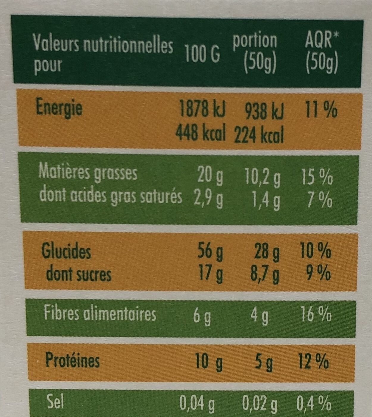 Mon Petit Dej Nutrition Bio Chocolat - Nutrition facts - fr