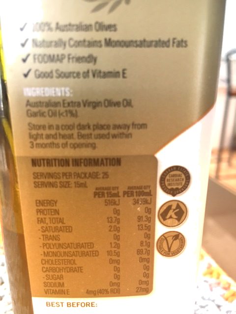 Garlic Infused Australian Extra virgin Olive Oil - Ingredients