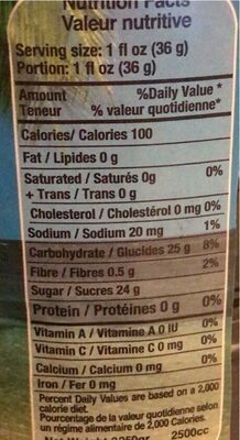 Jallab syrup - Nutrition facts
