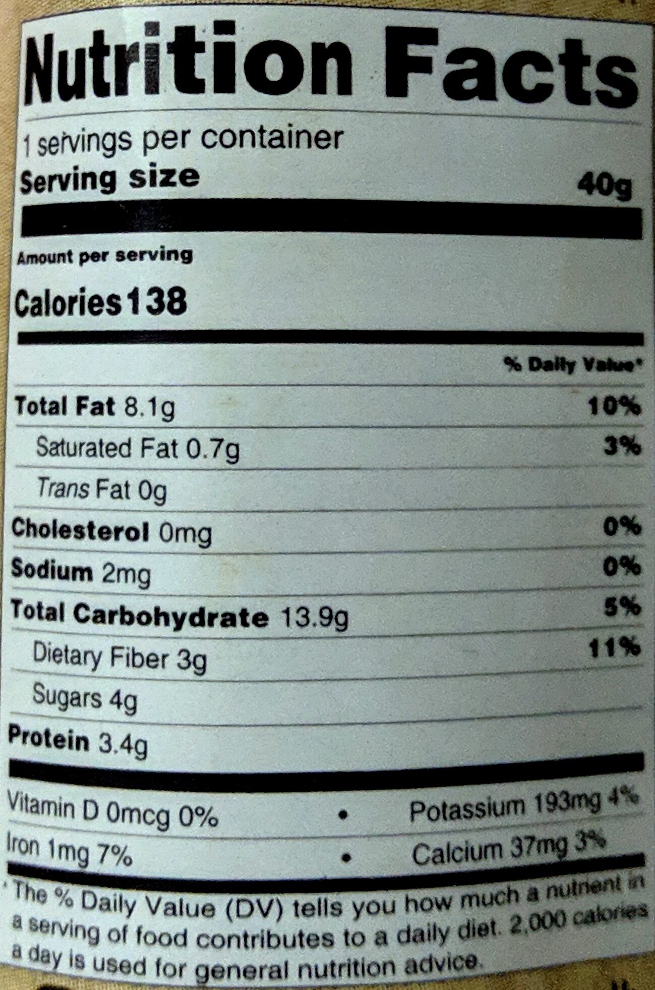 NutriBite Apricot and Seeds Bar - Nutrition facts