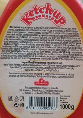 Tomato Ketxhup - Nutrition facts