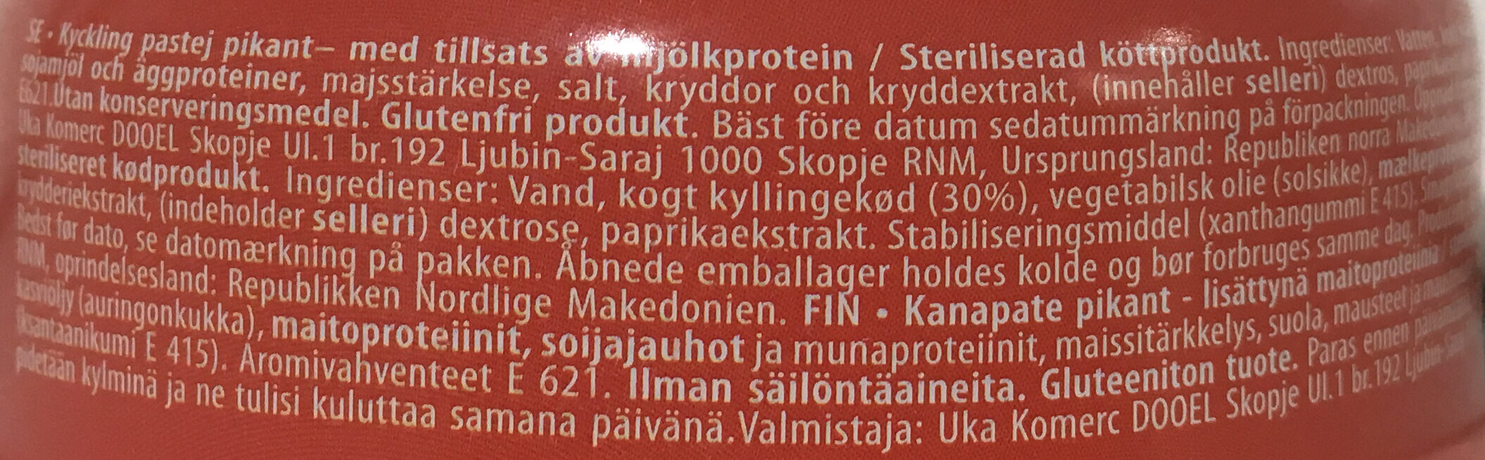 Kyllingpostei Sterk - Ingredienser - nb