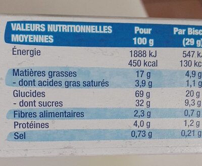 Gaufres miel - Nutrition facts - fr