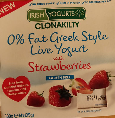 0% Fat Greek Style Live Yogurt with Strawberries - Product