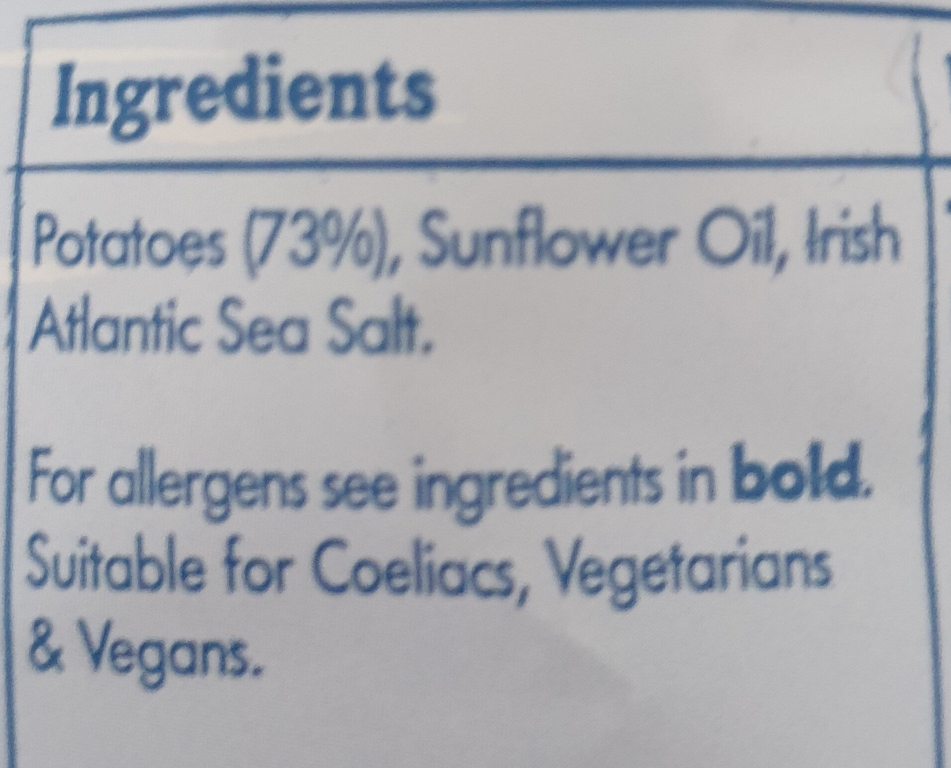 Keogh's Irish Atlantic Sea Salt - Ingredients