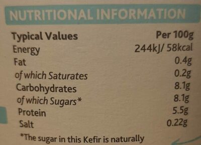 Gut health kefir yogurt - Nutrition facts