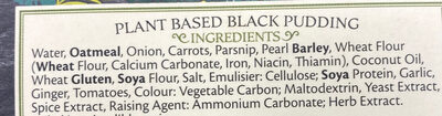 Plant Based Black Pudding - Ingredients