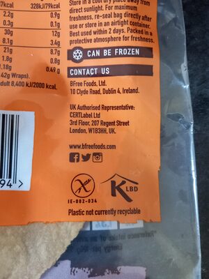 Sweet Potato Wraps 6 x (252g) - Recycling instructions and/or packaging information