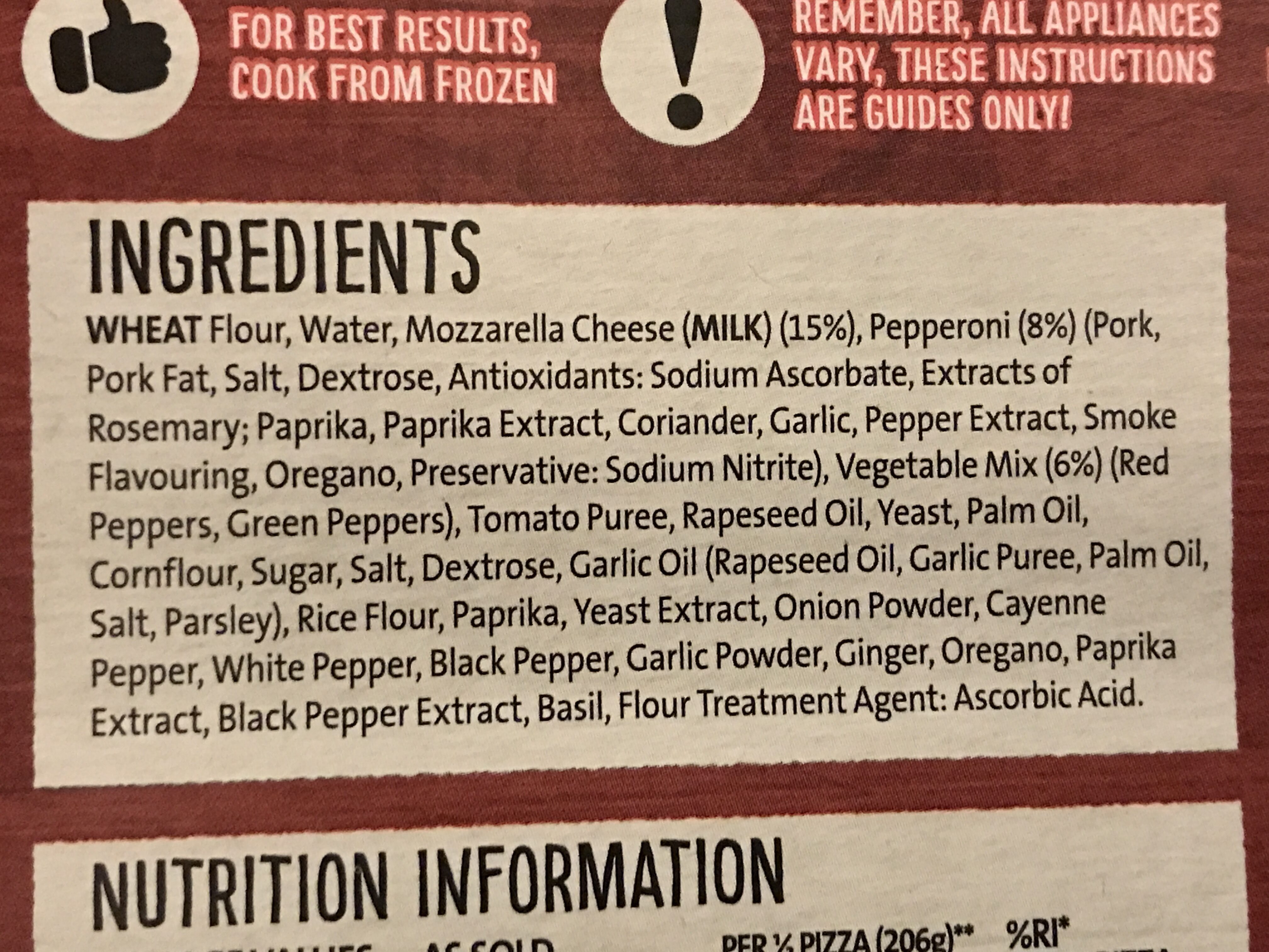 Goodfellas Deep Pepperoni Pizza 411g - Ingredients