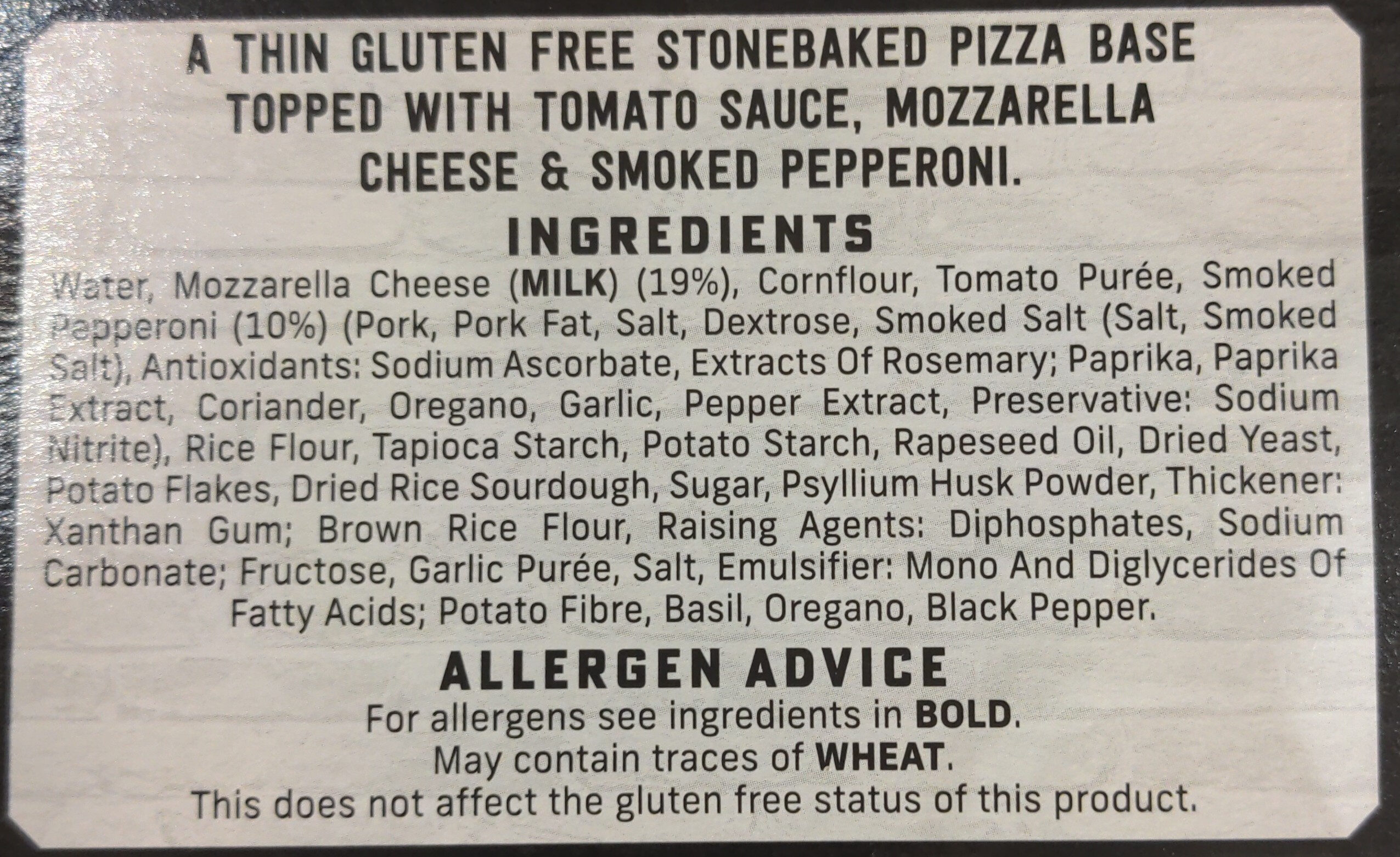 Gluten free pepperoni - Ingredients