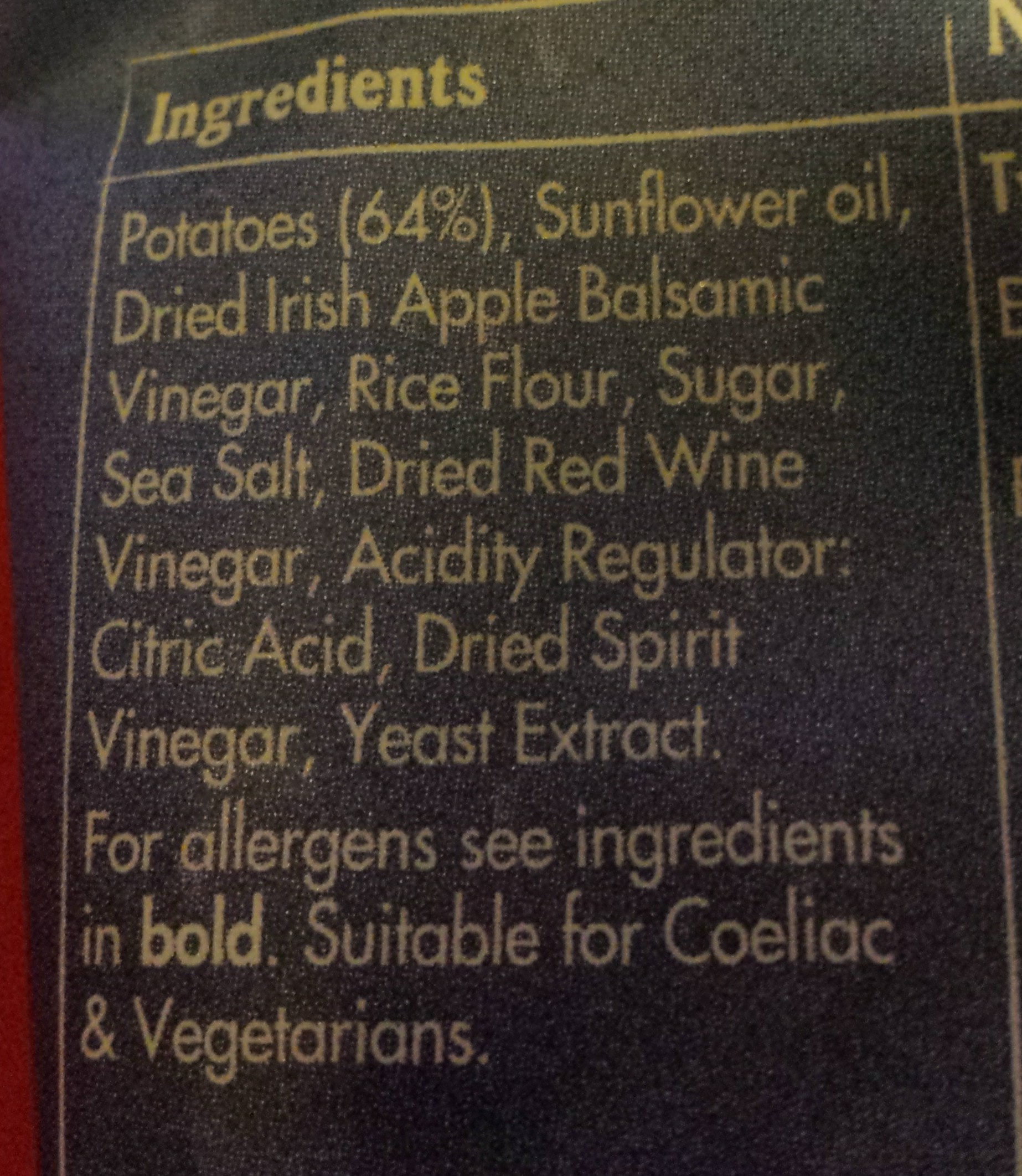 Atlantic Sea Salt and Balsamic vinegar crisps - Ingredients