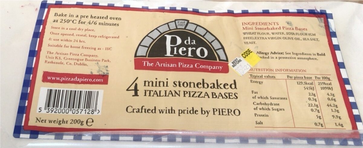 4 Mini Stonebaked Pizza Bases - Product