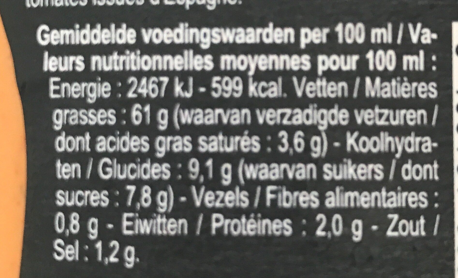 Sauce andalouse - Voedingswaarden - fr