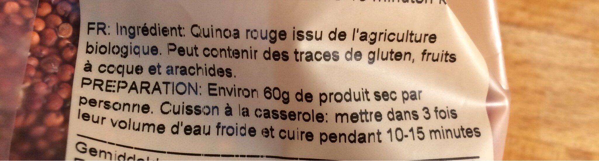 Quinoa rouge bio - Ingrediënten - fr