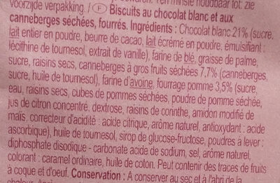 Cookies chocolat blanc cranberries - Ingredients - fr