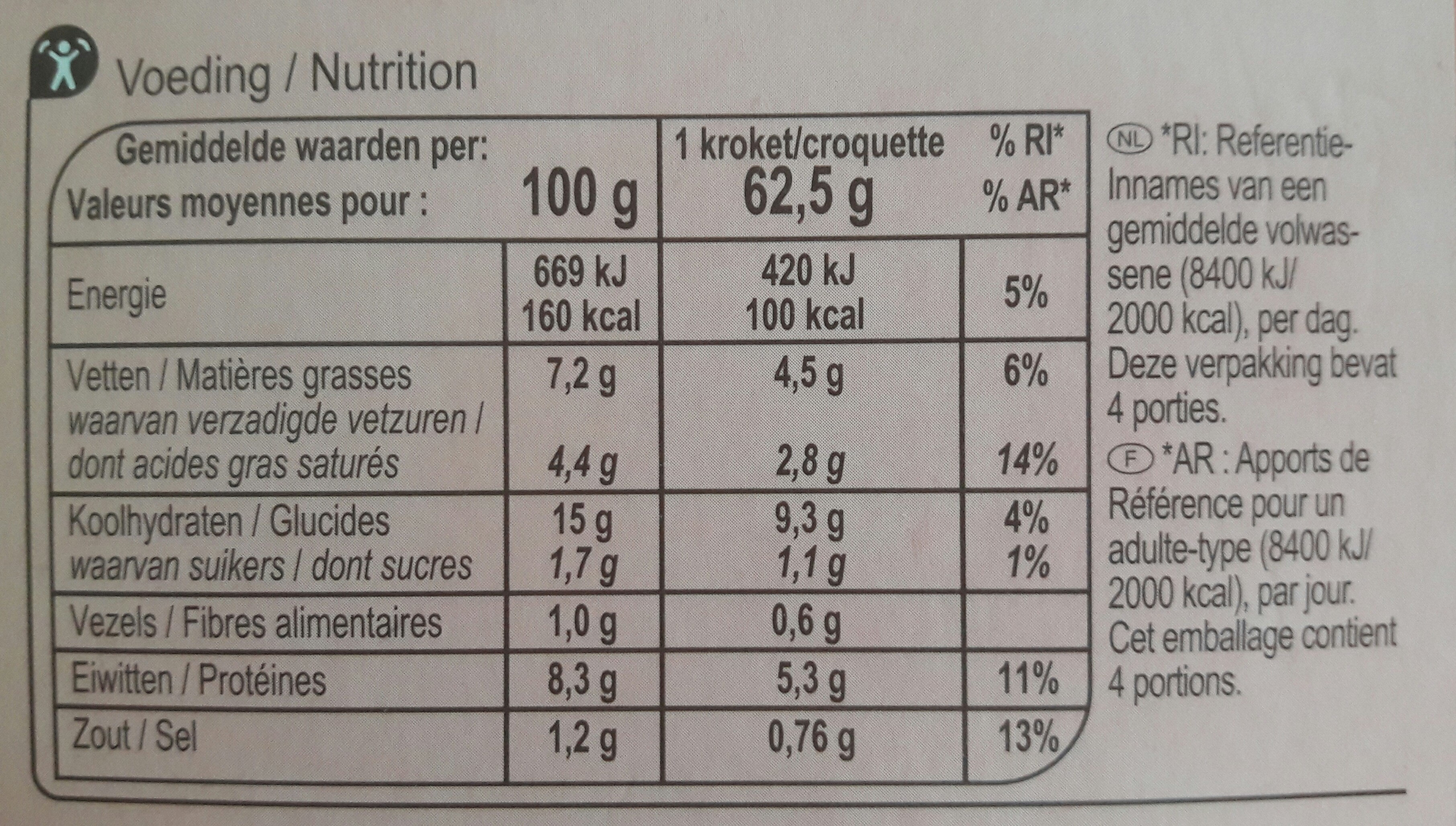 Croquettes aux crevettes - Voedingswaarden - fr