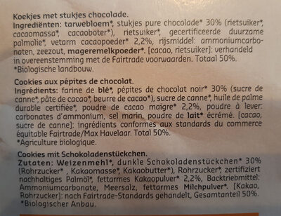 Cookies au chocolat avec pépites de chocolat - Ingrediënten