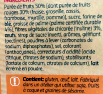 Barres Fourées - Fruits Rouges - Ingrédients