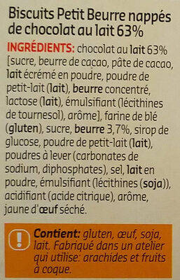 Choco petit beurre chocolat au lait - Ingredients - fr