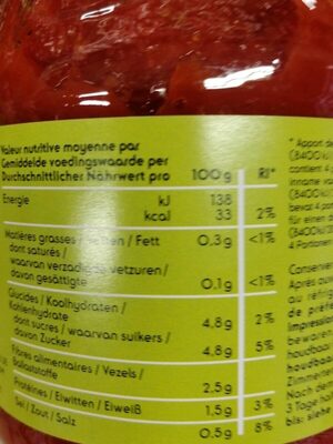 Coulis de Tomates Bio - Voedingswaarden - fr