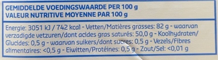 Beurre d'Ardenne baratté - Tableau nutritionnel