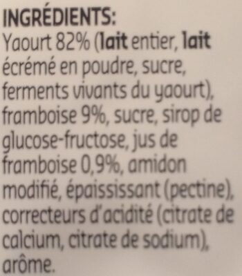 Yaourt a la framboise - Ingrediënten - fr