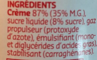 Creme Fraiche Sucree - Ingrediënten - fr