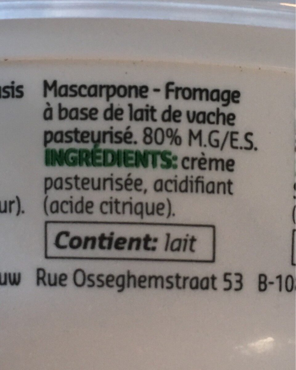 Mascarpone - Ingrediënten - fr