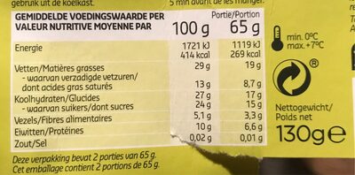 Raw Cake Citron Vert et Mangue - Tableau nutritionnel