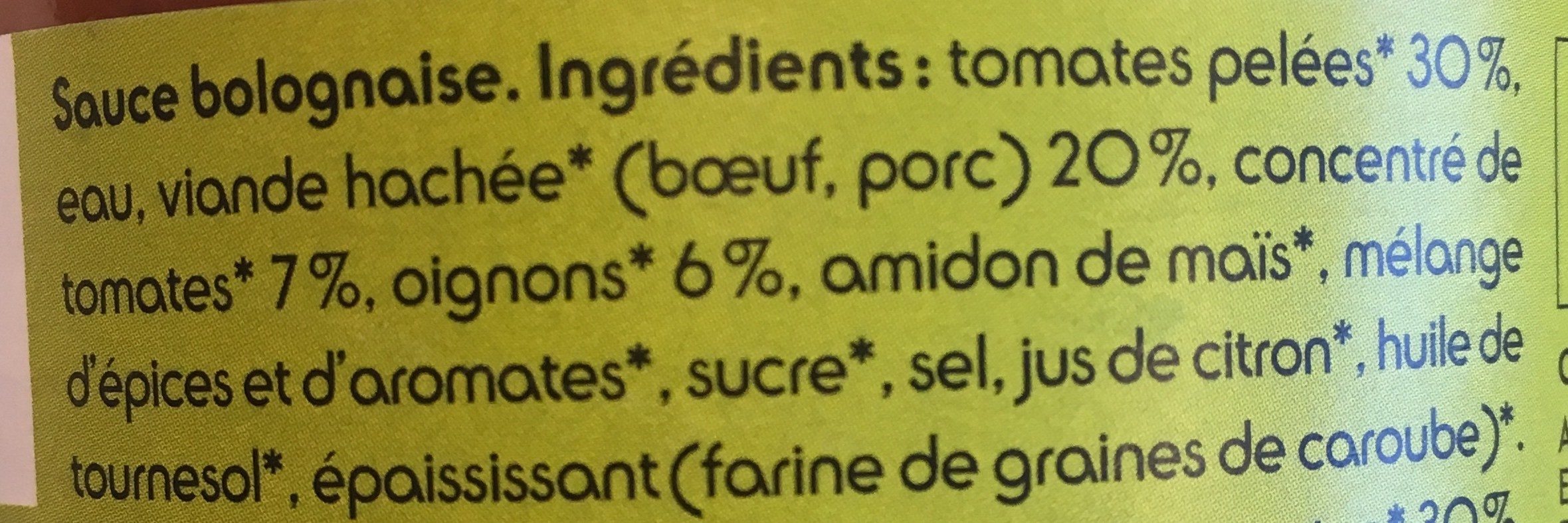 Sauce bolognaise - Ingrédients