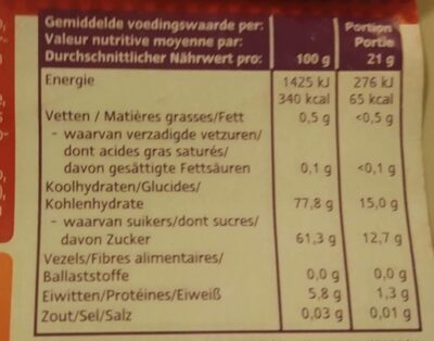 Confiserie en sucre Fraises - Nutrition facts - fr
