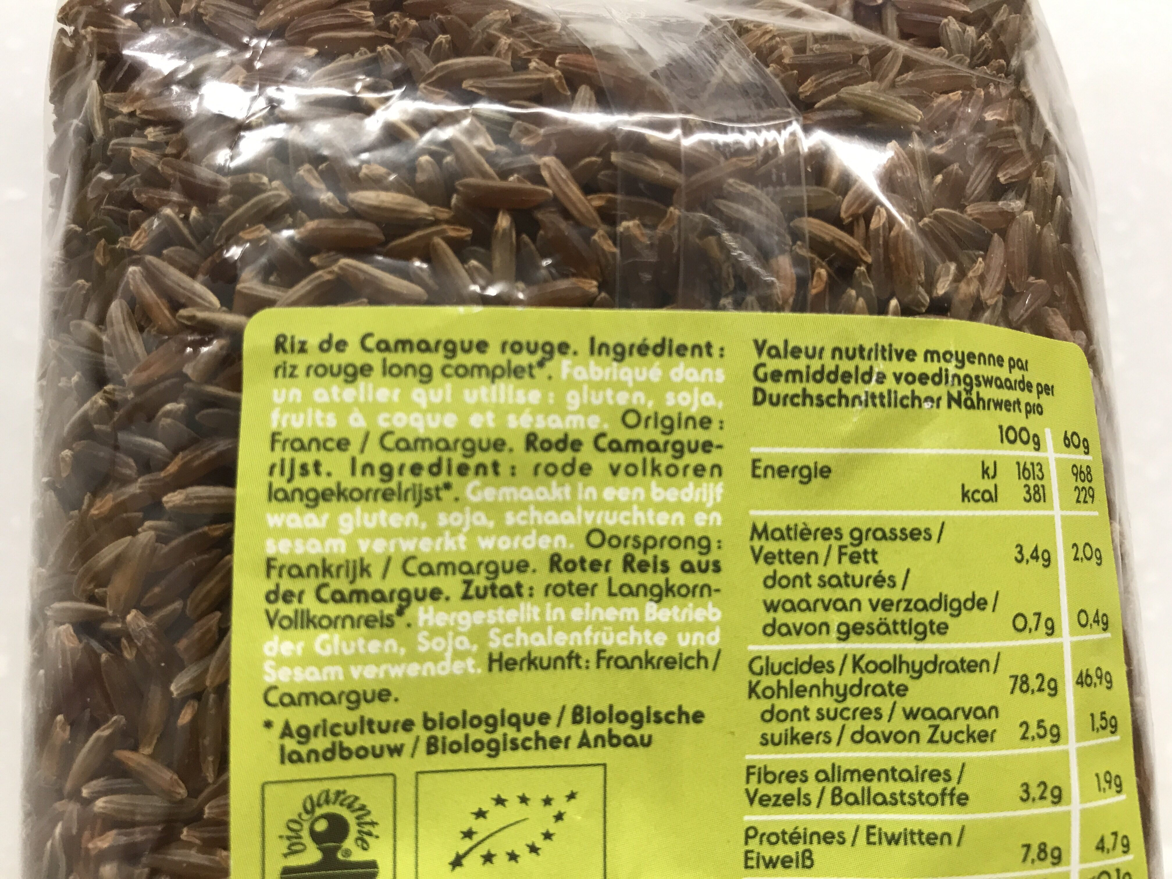 Riz de Camargue rouge bio - Ingredientes - fr
